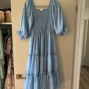 Ivy City Co Blue Starry Midi Dress